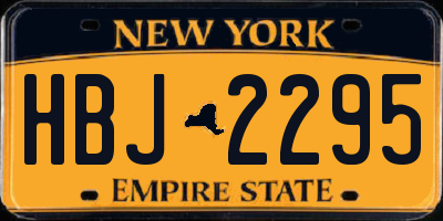 NY license plate HBJ2295