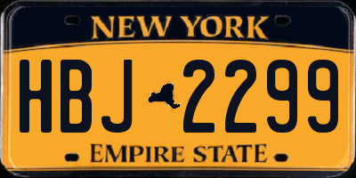 NY license plate HBJ2299