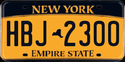 NY license plate HBJ2300