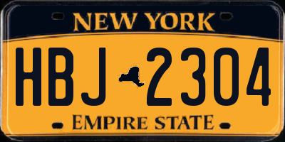 NY license plate HBJ2304