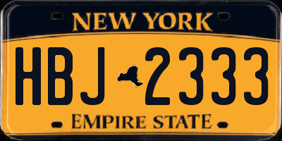 NY license plate HBJ2333