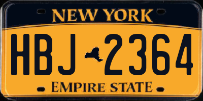NY license plate HBJ2364