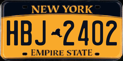 NY license plate HBJ2402