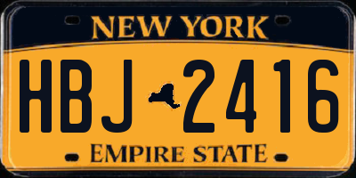 NY license plate HBJ2416