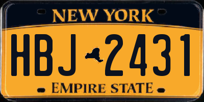 NY license plate HBJ2431