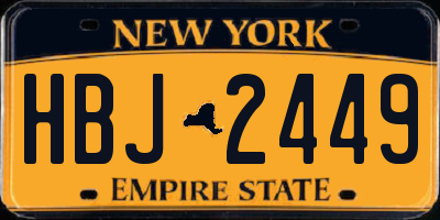 NY license plate HBJ2449