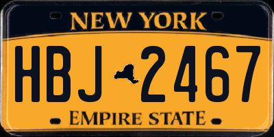 NY license plate HBJ2467