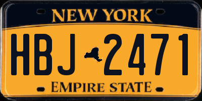 NY license plate HBJ2471