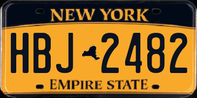 NY license plate HBJ2482