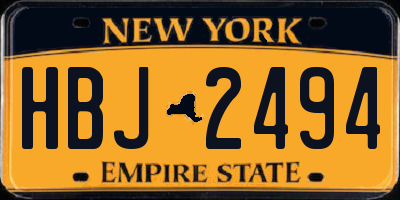 NY license plate HBJ2494