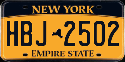 NY license plate HBJ2502