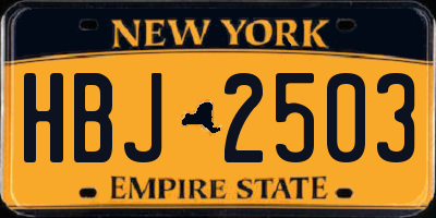 NY license plate HBJ2503