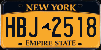 NY license plate HBJ2518