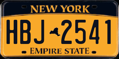 NY license plate HBJ2541