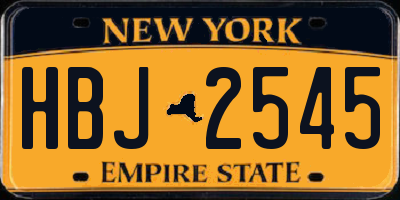 NY license plate HBJ2545