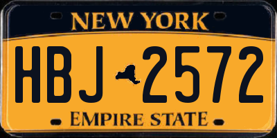 NY license plate HBJ2572