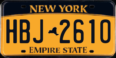 NY license plate HBJ2610