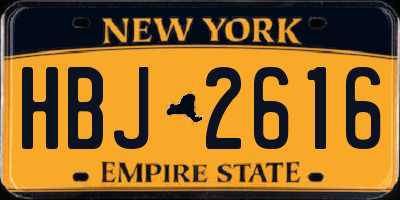 NY license plate HBJ2616