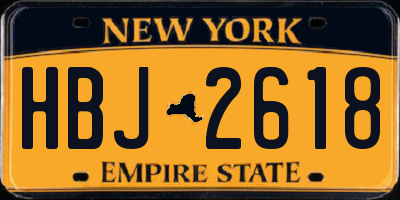 NY license plate HBJ2618
