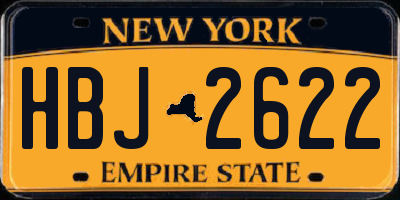 NY license plate HBJ2622