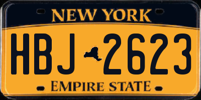 NY license plate HBJ2623