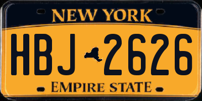 NY license plate HBJ2626