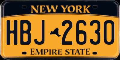 NY license plate HBJ2630