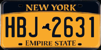 NY license plate HBJ2631