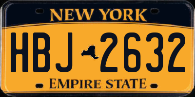 NY license plate HBJ2632