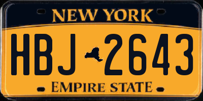 NY license plate HBJ2643