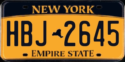 NY license plate HBJ2645