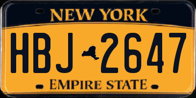 NY license plate HBJ2647