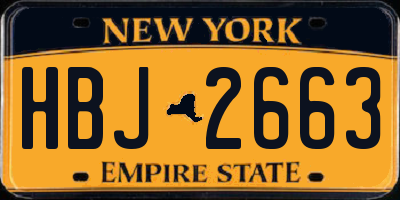 NY license plate HBJ2663