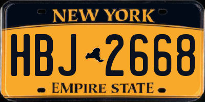 NY license plate HBJ2668