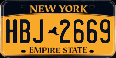 NY license plate HBJ2669