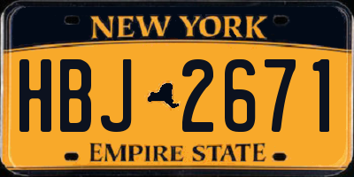 NY license plate HBJ2671