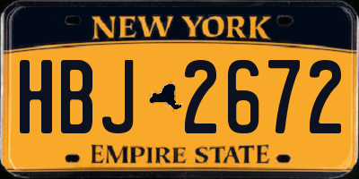NY license plate HBJ2672