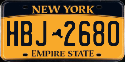 NY license plate HBJ2680