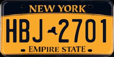 NY license plate HBJ2701