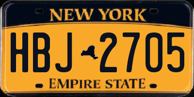 NY license plate HBJ2705