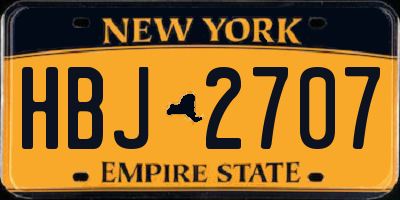 NY license plate HBJ2707
