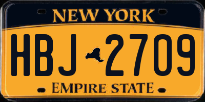 NY license plate HBJ2709
