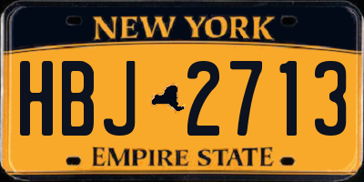 NY license plate HBJ2713