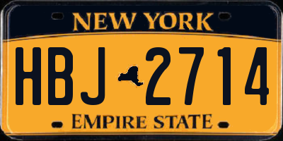 NY license plate HBJ2714