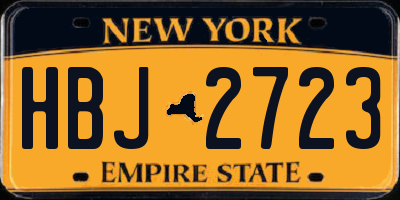 NY license plate HBJ2723