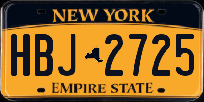NY license plate HBJ2725