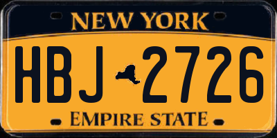 NY license plate HBJ2726