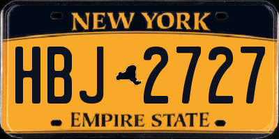 NY license plate HBJ2727