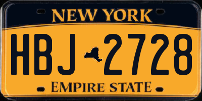 NY license plate HBJ2728