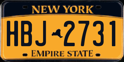 NY license plate HBJ2731
